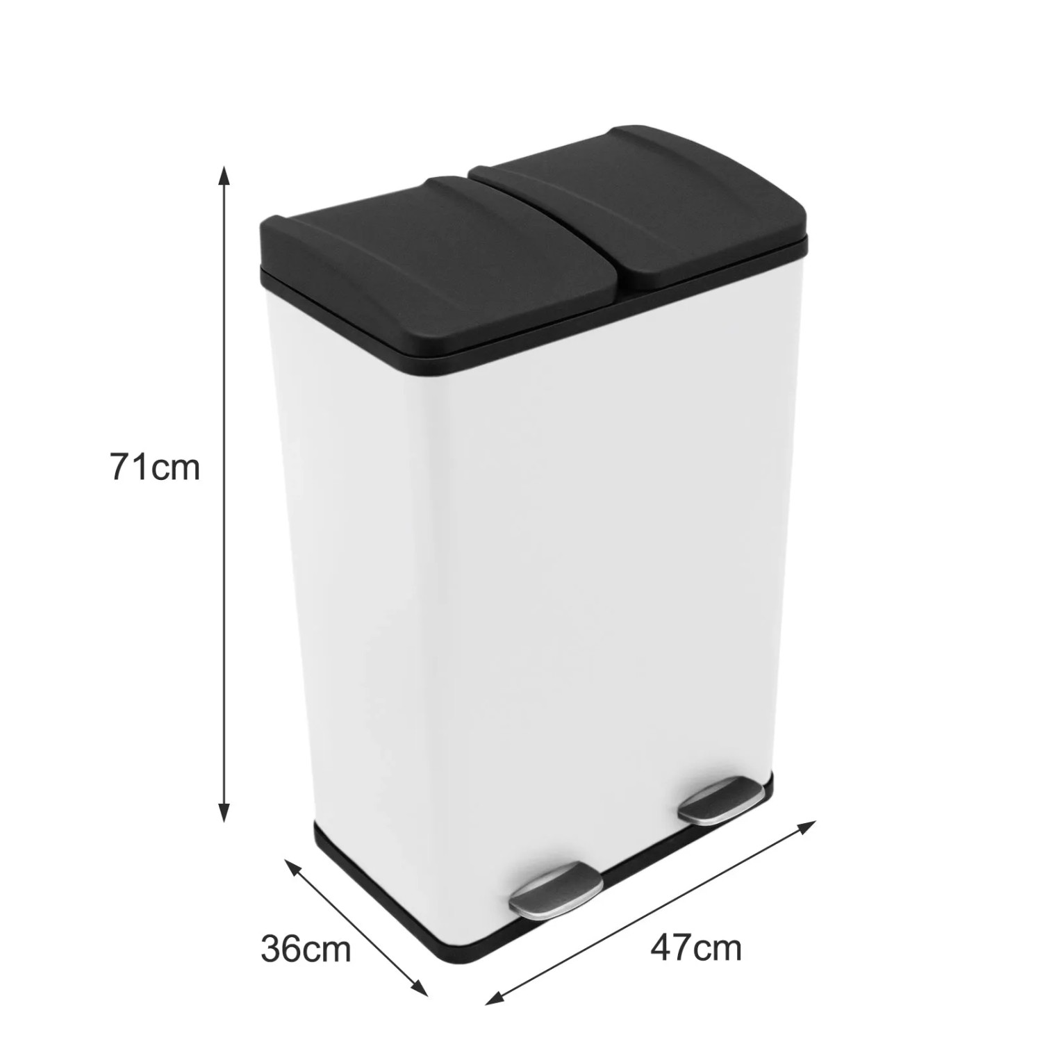 Monstershop Mülleimer 2 Fächer 2x30 L Weiß mit Pedal kaufen bei OBI