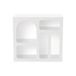 Weißer Vente-unique Luela Konsolentisch, 80 cm, mit 5 Fächern: Bogen- und Rechteckformen. Modernes Design für Wohnzimmer.