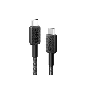 Schwarzes Anker USB-C auf USB-C Kabel, 90cm, geflochten, für Computer & Multimedia.