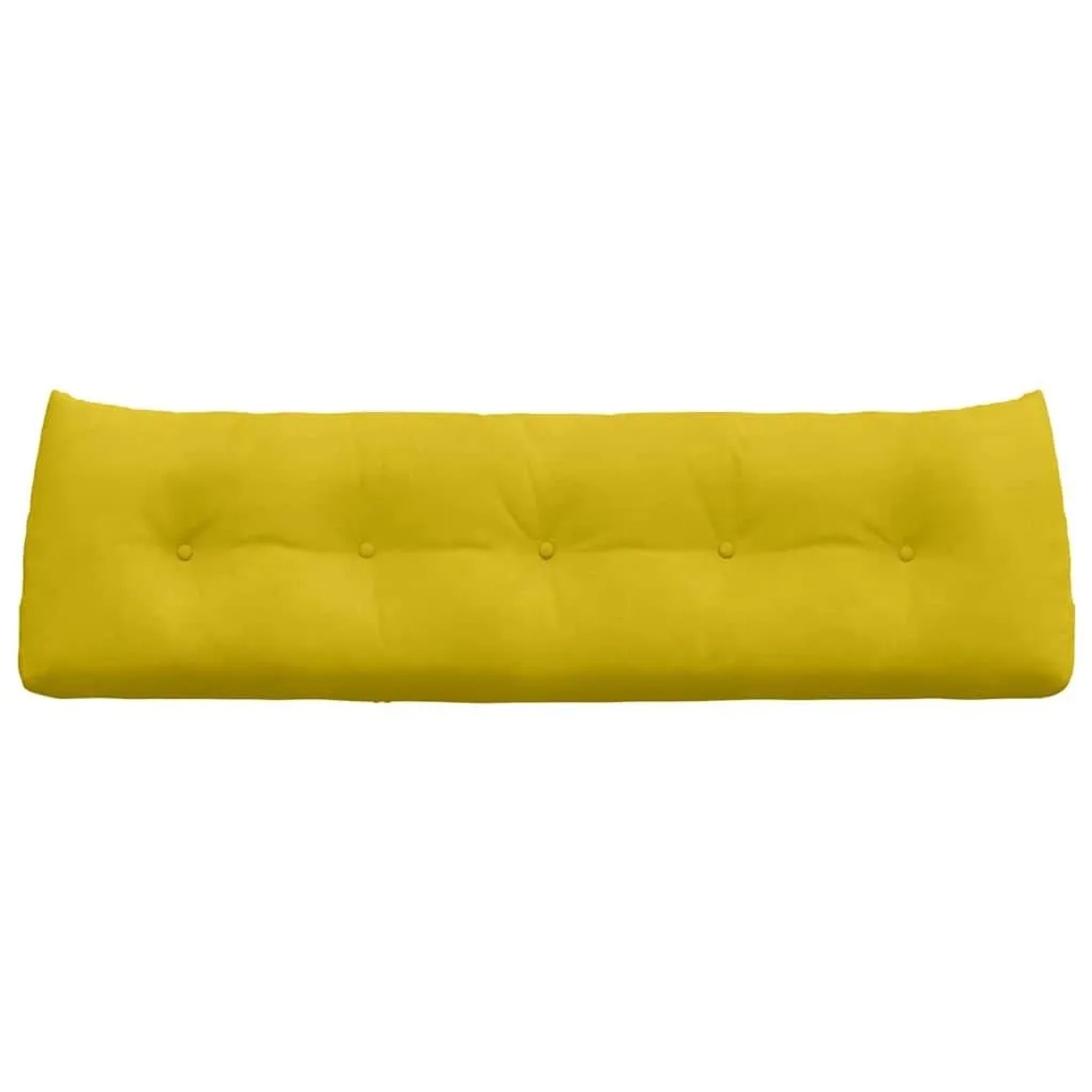 Gelbes vidaXL Rückenkissen aus Samt, 160 cm breit, mit Knopfdetails. Ideal als Kissen für Sofa oder Bett.