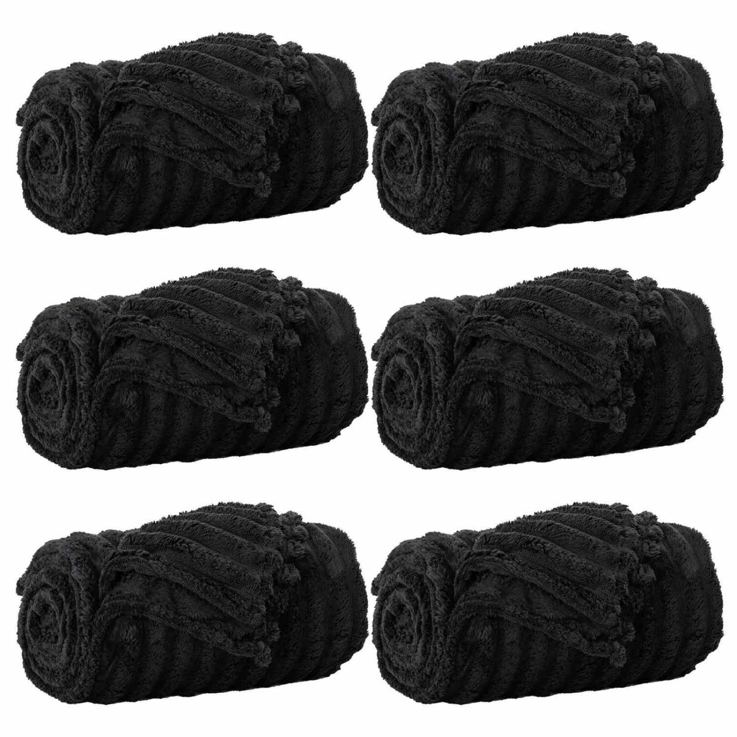 vidaXL Wohndecken 6 Stück Schwarz 240 x 220 cm Fleece 42016887
