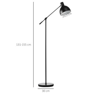 Schwarze, höhenverstellbare HOMCOM Stehlampe im Industrie-Design. Schwenkbarer Lampenkopf.