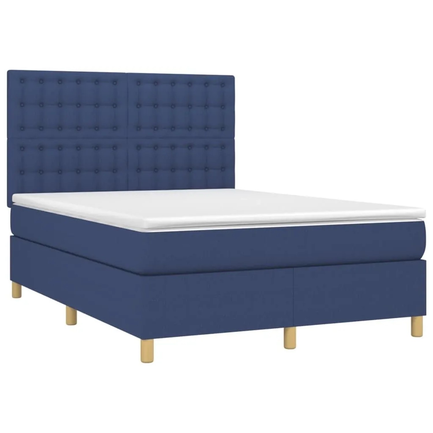 vidaXL Boxspringbett mit Matratze Blau 140x190 cm Stoff 3142655