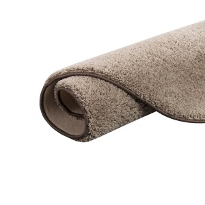 Gerollter, runder, taupefarbener Snapstyle Hochflor Shaggy Teppich Palace, 200x200cm.
