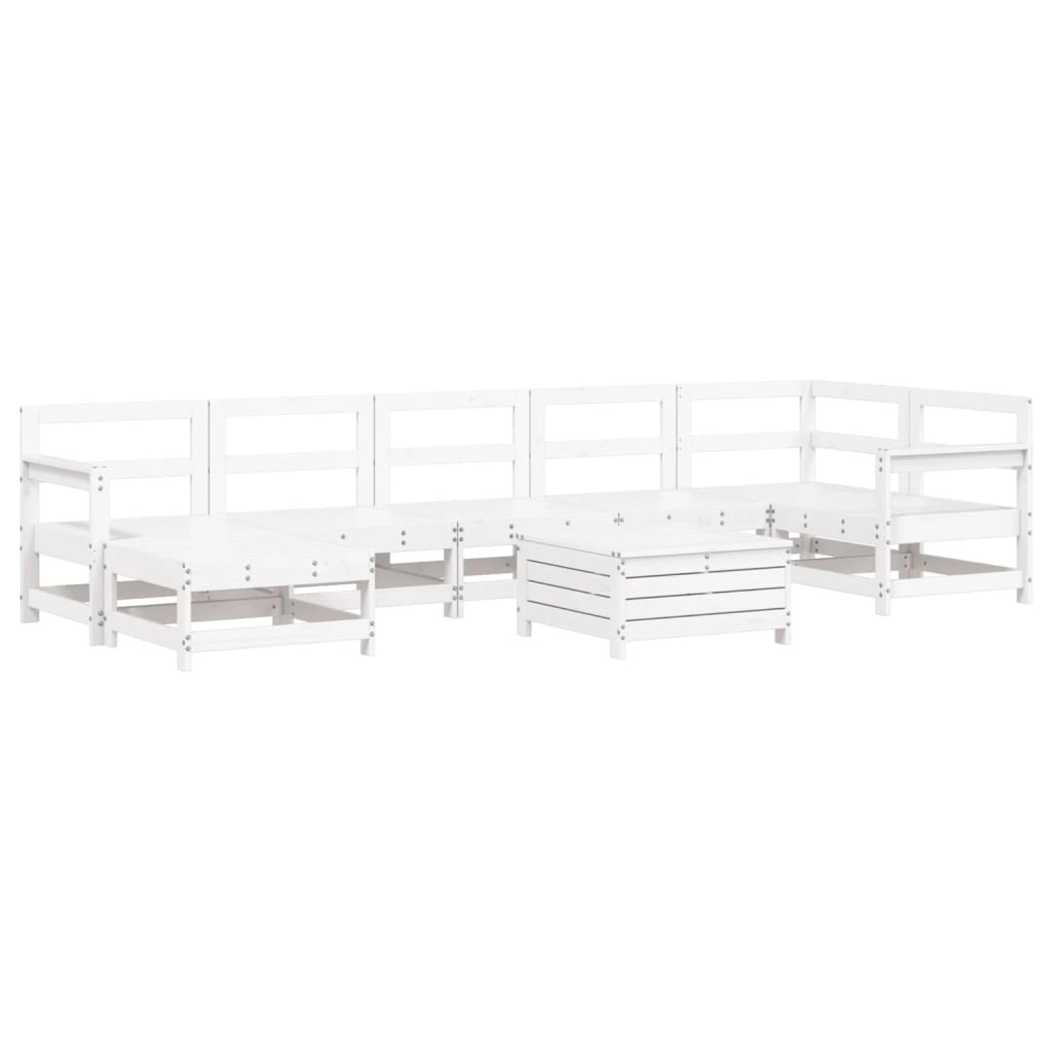 vidaXL 8-Tlg Garten-Sofagarnitur Weiß Massivholz Kiefer 3250633 günstig online kaufen