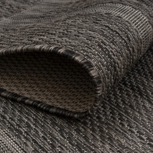 Detailansicht des schwarzen Ayyildiz Outdoor-Teppichs Relax 4311, 160x160 cm, mit Sisaloptik.