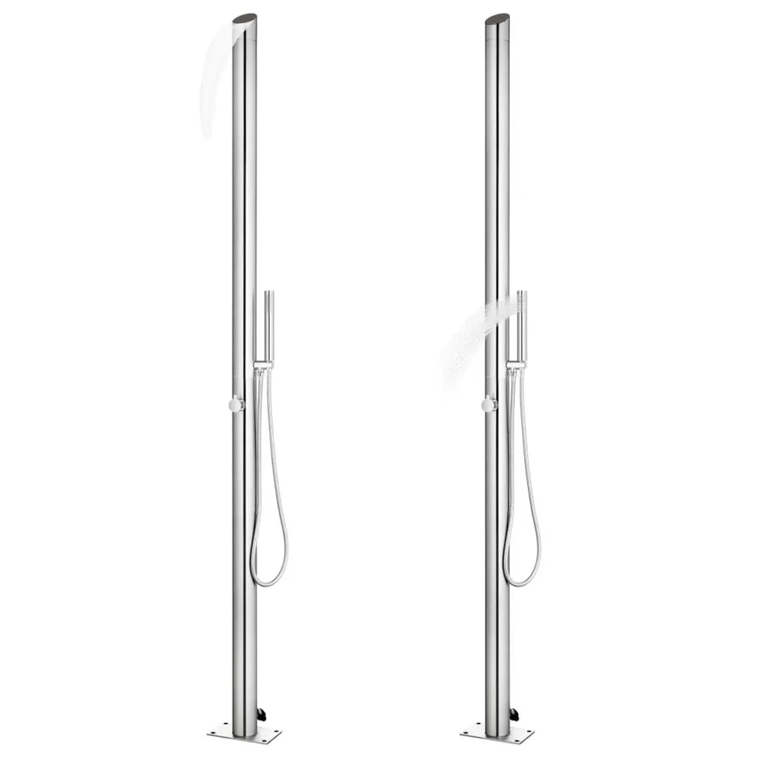 vidaXL Gartendusche mit Grauer Bodenplatte 225 cm Edelstahl 3070785_2