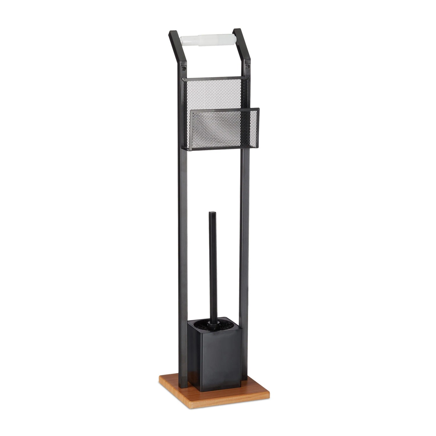Relaxdays WC-Garnitur Eisen MDF PS-Kunststoff Schwarz mit Ablage 78 cm x 18,5 cm x 18,5 cm 1,3 kg