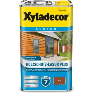 Xyladecor Holzschutz-Lasur Plus Teak, 2,5 l Dose. Holzlasur für Aussenanwendungen, Wetterschutz.