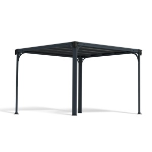 Canopia Gartenpavillon Milano 3.1x3.1 in Anthrazit, Pavillon mit robustem Aluminiumrahmen und UV-beständigem Dach.