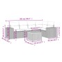 Beige 6-teilige Garten-Sofagarnitur mit Kissen aus Polyrattan. Gartenmöbel-Set mit Tisch und modularen Sofas.