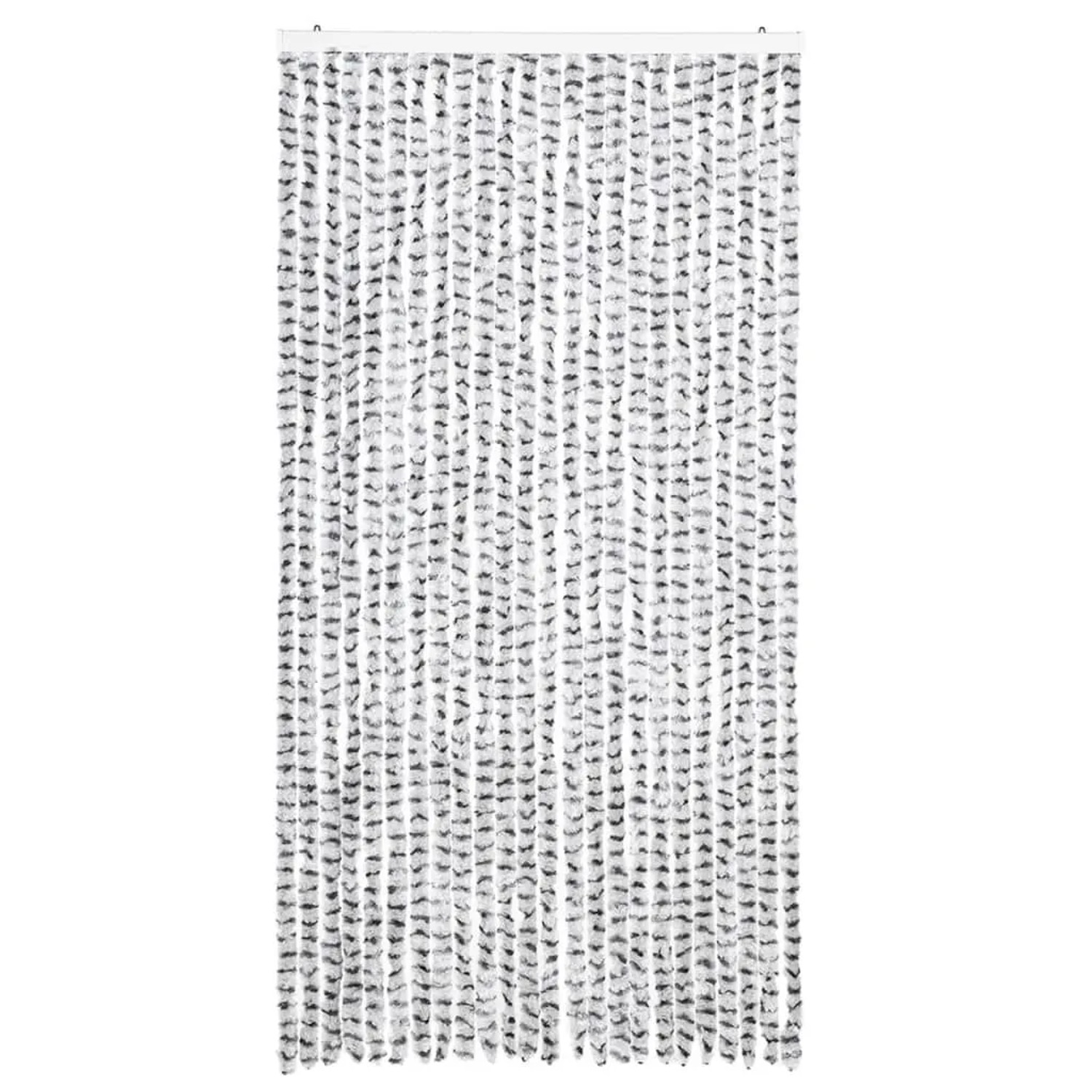 Insektenschutz-Vorhang aus hell- und dunkelgrauer Chenille, 100x220 cm, mit dichten Strängen für Türen.