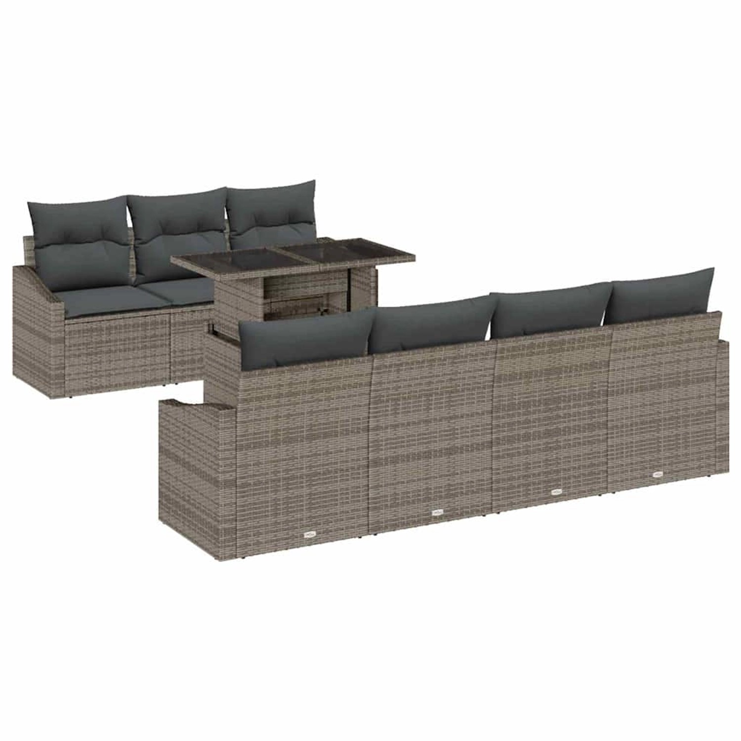 vidaXL 8-Teiliges Garten-Sofa-Set mit Kissen in Grau aus Poly Rattan 335768 günstig online kaufen