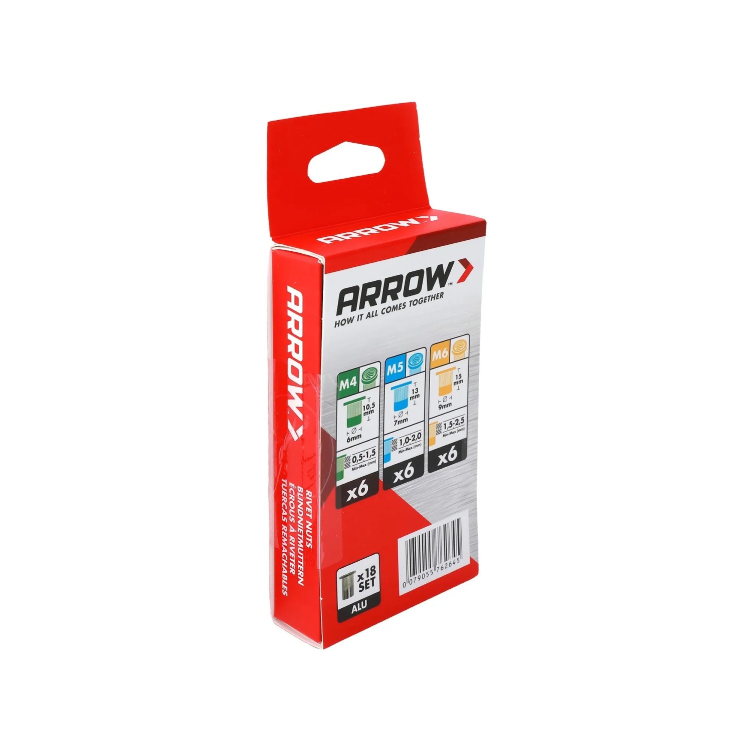 Arrow Nietmutter-Set RN M4/M5/M6 Alu 18 Stück
