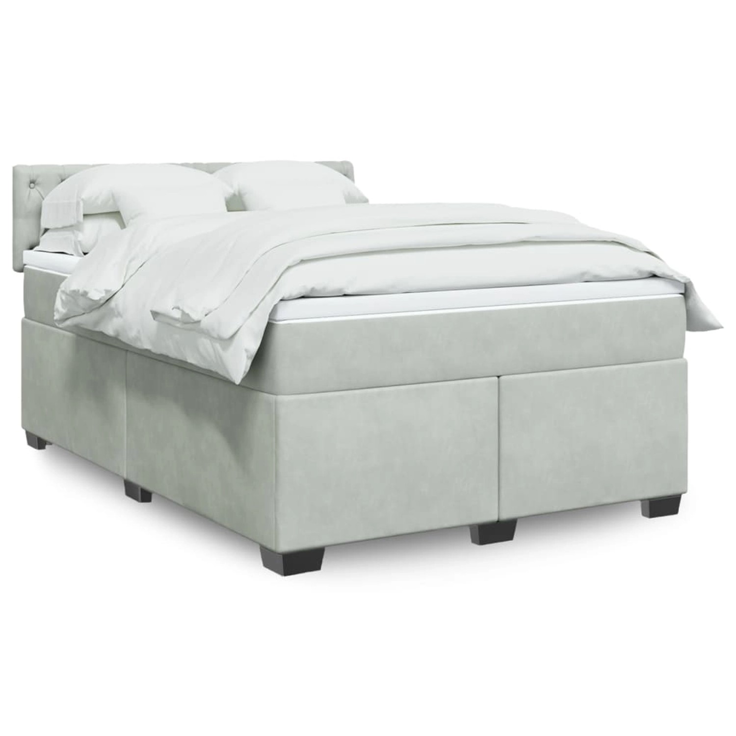 vidaXL Boxspringbett mit Matratze Hellgrau 160x200 cm Samt 3288660 günstig online kaufen