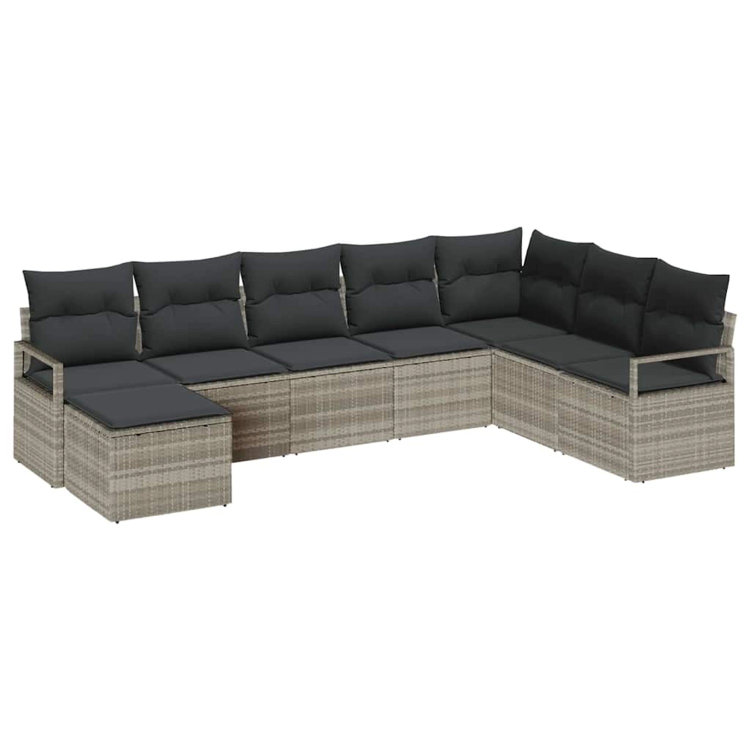 vidaXL Garten-Sofa-Set 8-Tlg Hellgrau Poly Rattan 3346502 günstig online kaufen