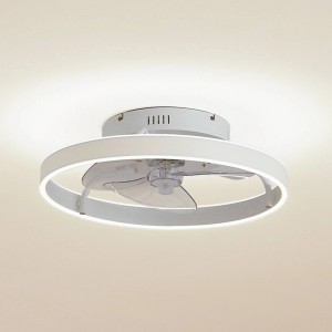 Lindby LED Deckenventilator mit Lampe Momitu 10022129 Dimmbar Leselampe Modern in Weiß aus Aluminium Wohnzimmerleuchte