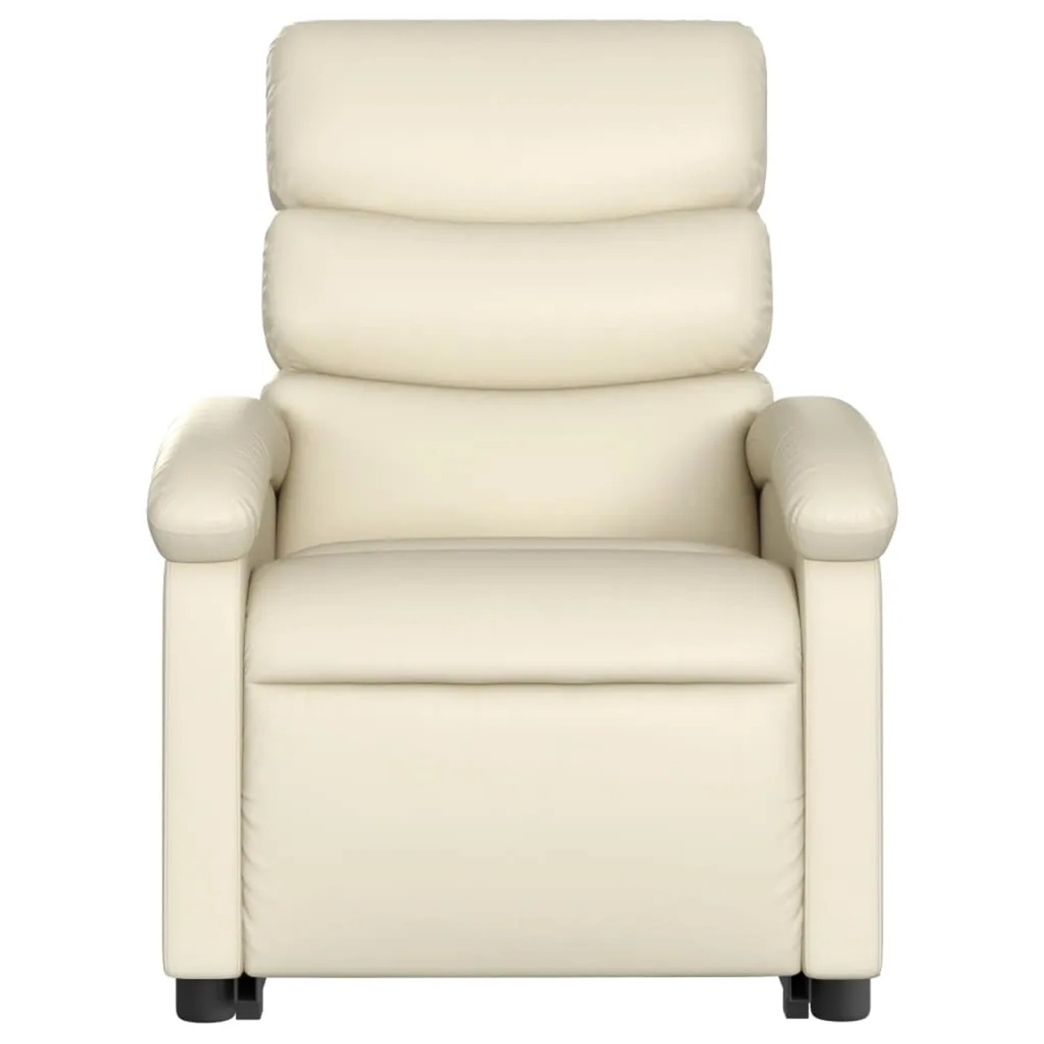 Elektrischer Massagesessel mit Aufstehhilfe in Creme aus Kunstleder.