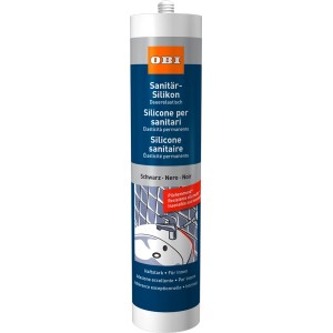 OBI Sanitär-Silikon, schwarz, 310ml Kartusche für Bad, Küche & WC. Dauerelastisch und pilzhemmend.