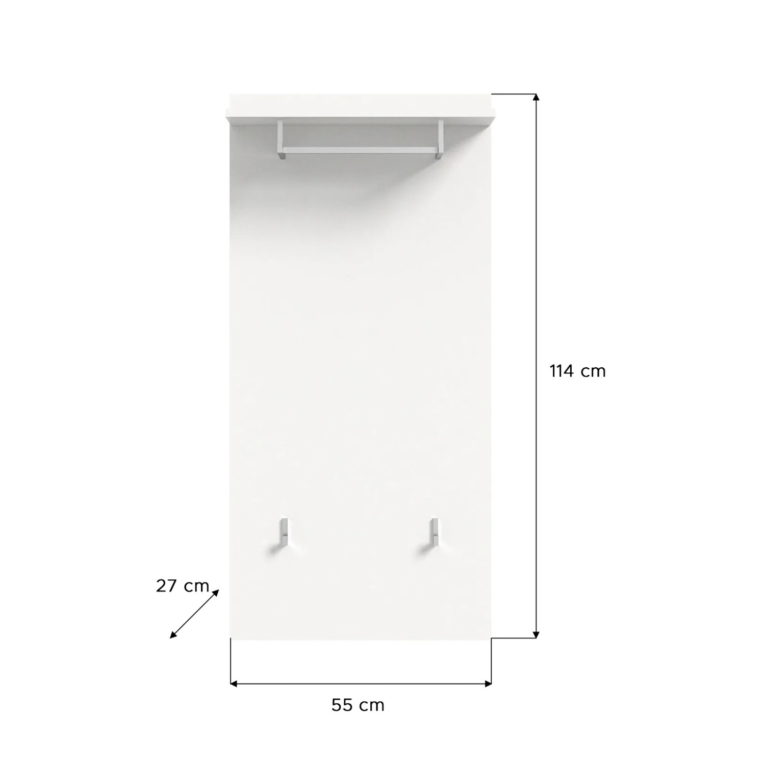 Inn.Furn Garderobenpaneel Weiß 55 cm mit Kleiderstange Grazie_10