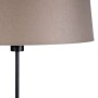 Detailaufnahme der schwarzen Stehlampe QAZQA Parte mit taupefarbenem Leinenschirm.