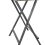 Klappbarer Stehtisch für Garten und Innenbereich mit Holzplatte und Metallgestell.