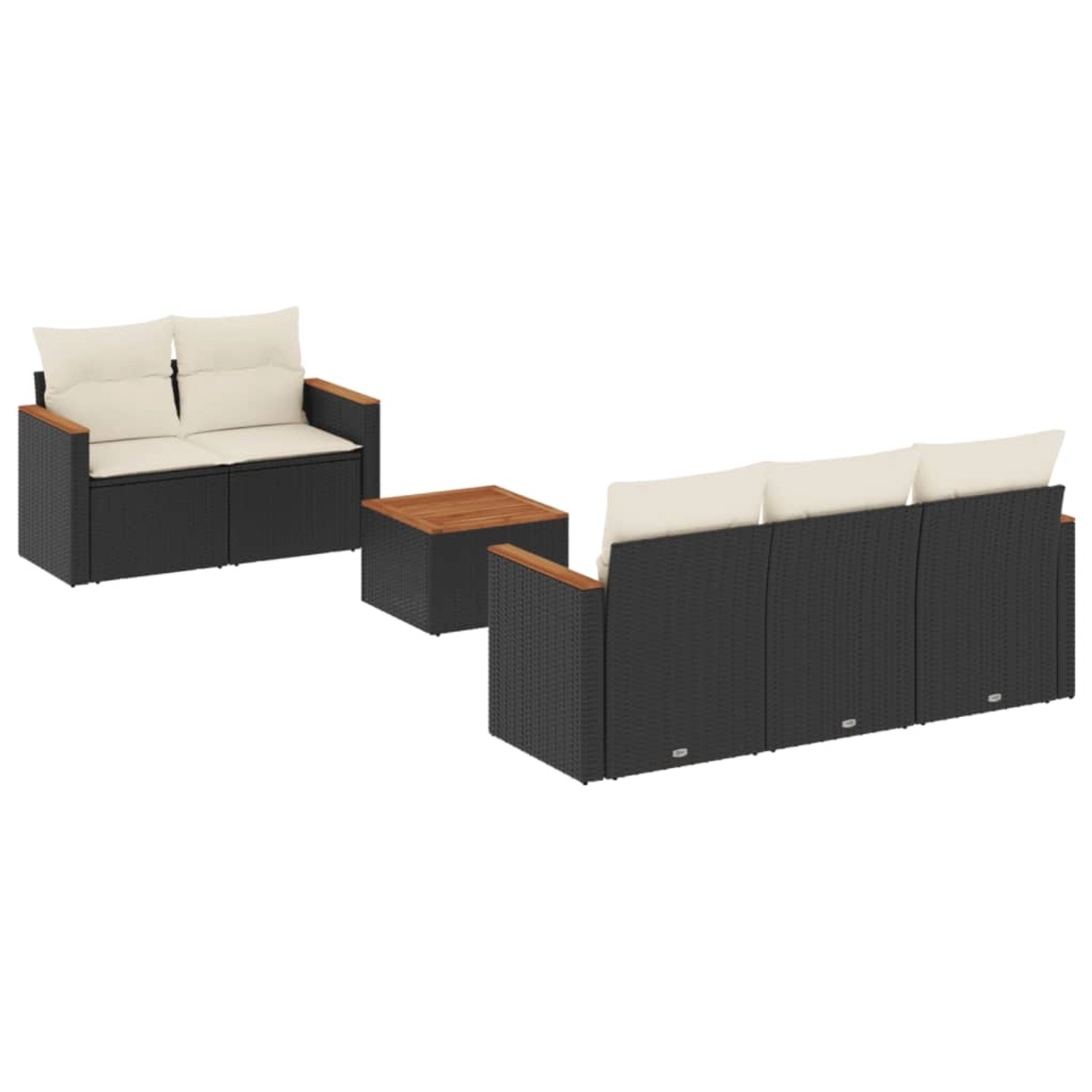 vidaXL 6-Tlg Garten-Sofagarnitur mit Kissen Schwarz Poly Rattan 3258185 günstig online kaufen