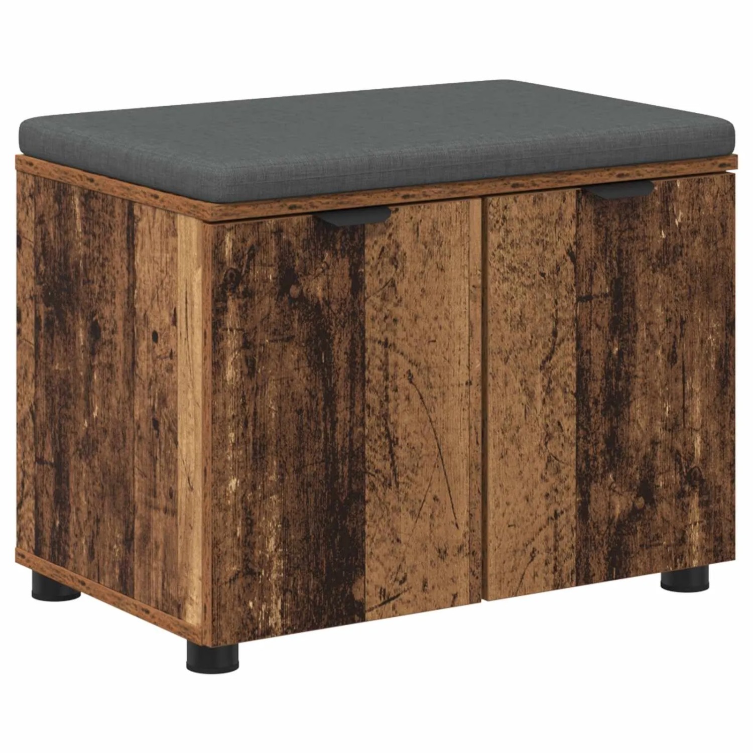 vidaXL Flurbank mit Kissen mit Regal mit Tür Altholz 60 x 38 x 46 cm 891478