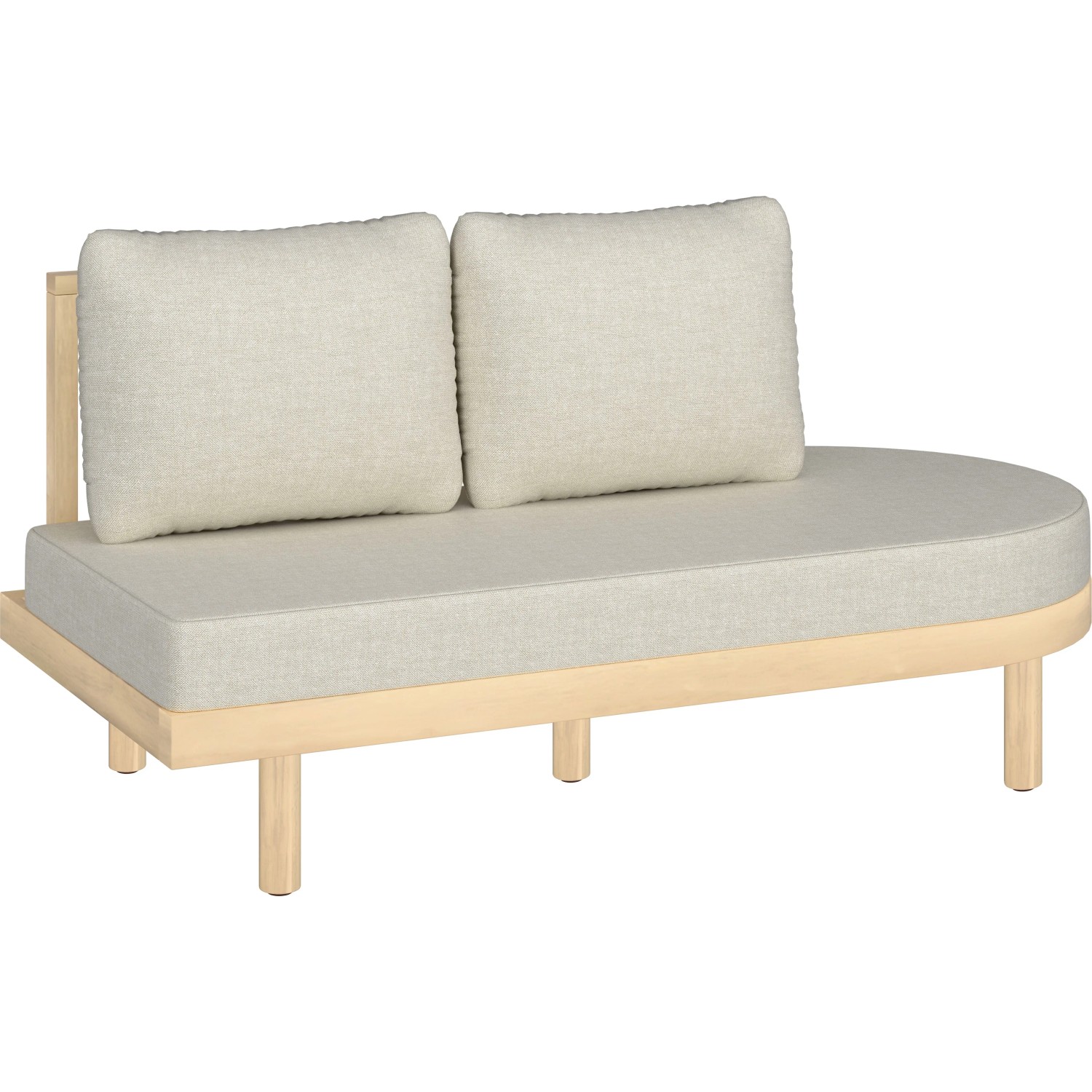 Modulare Gartenlounge Waldport, 2-Sitzer aus Akazienholz mit beigen Kissen.