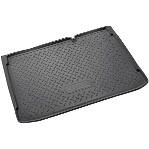 Schwarze Gummi Kofferraumwanne für Opel Corsa D/E ab 2006, passgenau mit Rand.