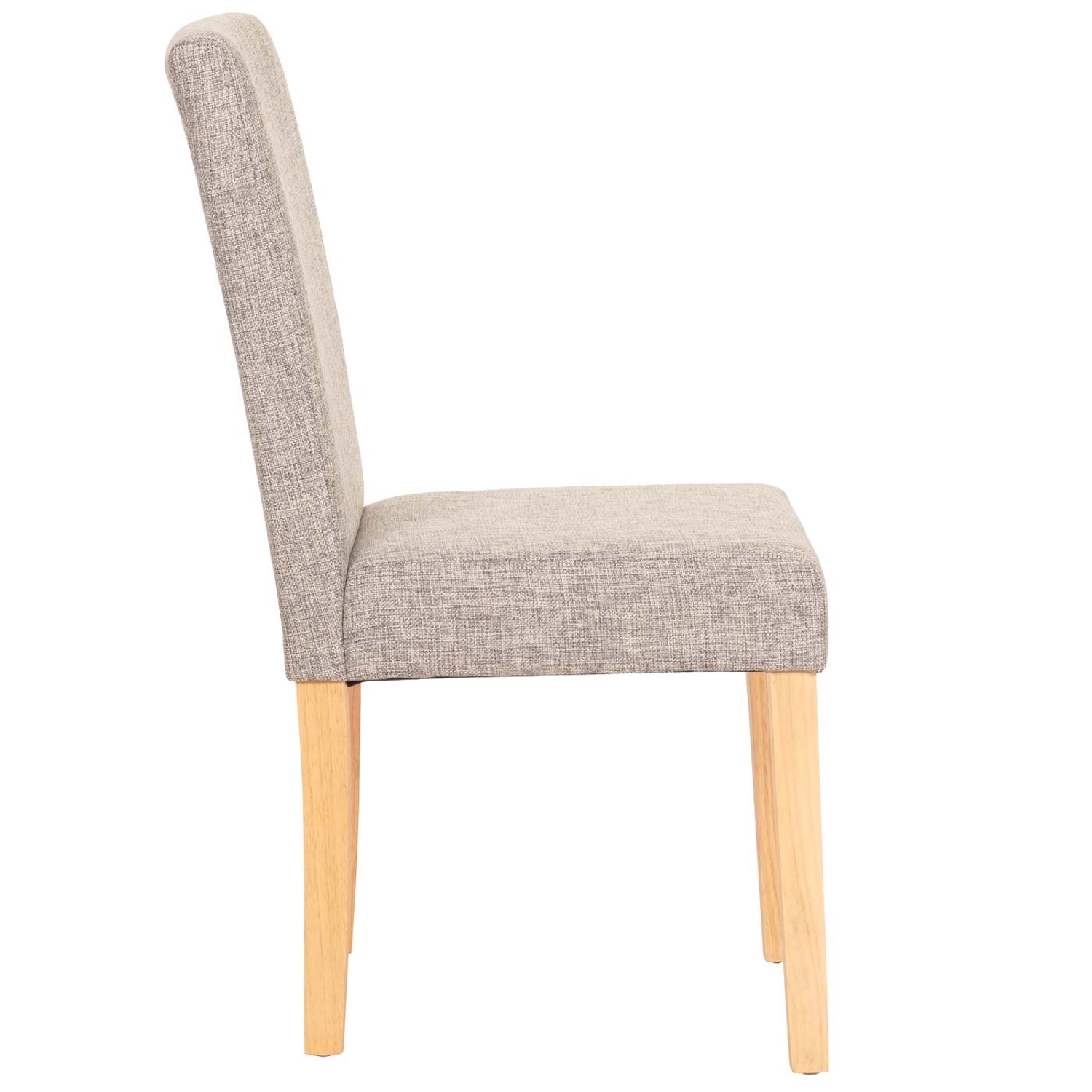 MCW Esszimmerstuhl Littau 6er-Set, Textil Grau, helle Holzbeine, Seitenansicht.