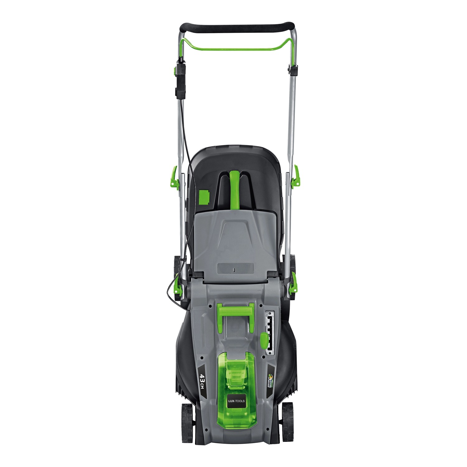 LUX 40V Akku-Rasenmäher Set, 43 cm Schnittbreite, mit 2 Akkus und Ladegerät.