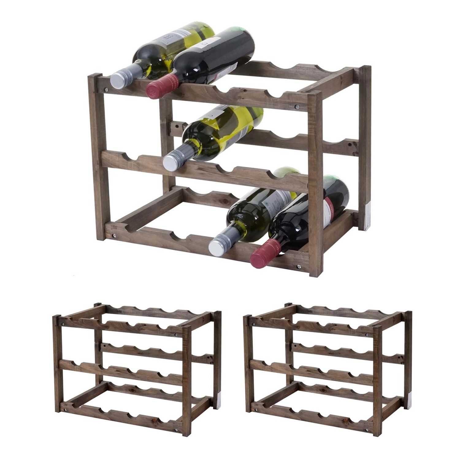 BERLINLODGE Weinregal Für 12 Flaschen HxBxT 30x42x26cm Tanne 3 Böden 3 Stüc günstig online kaufen