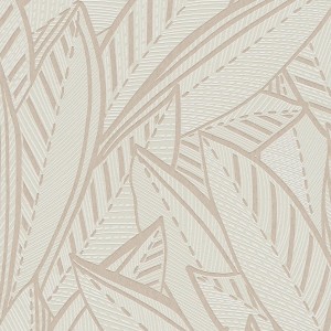 Schimmernde, florale Vliestapete in Weiß und Grau mit Palmenmuster für Wohnräume.