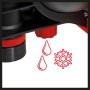 Detailaufnahme: Einhell GE-GP 1246 N FS Gartenpumpe mit Frostschutz-Symbol und Wasserablauf.