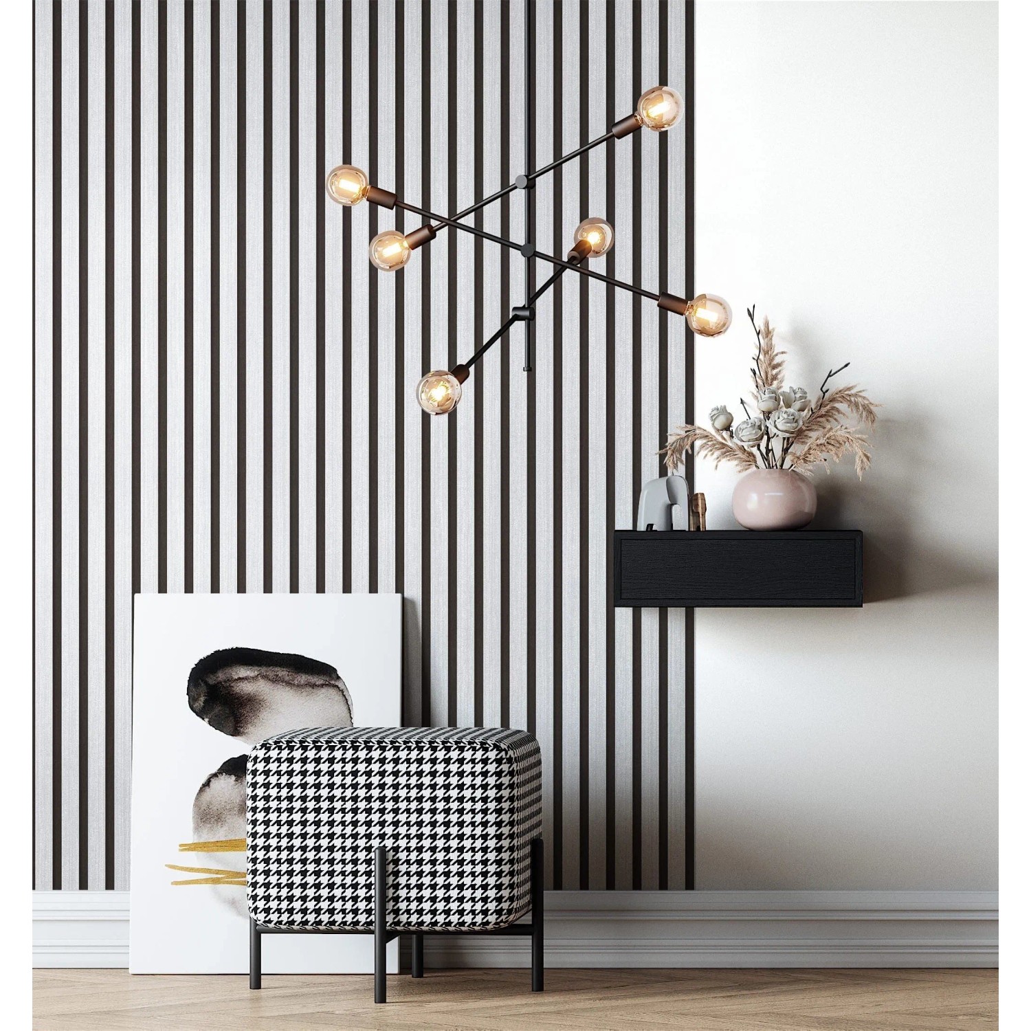 Newroom Vliestapete Berrin Silber Holzpaneele, moderne Struktur für Wohnraum.