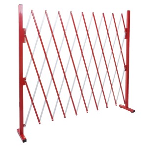 Ausziehbares MCW Absperrgitter B34, rot-weiß, aus Aluminium. Flexibler Gartenzaun.