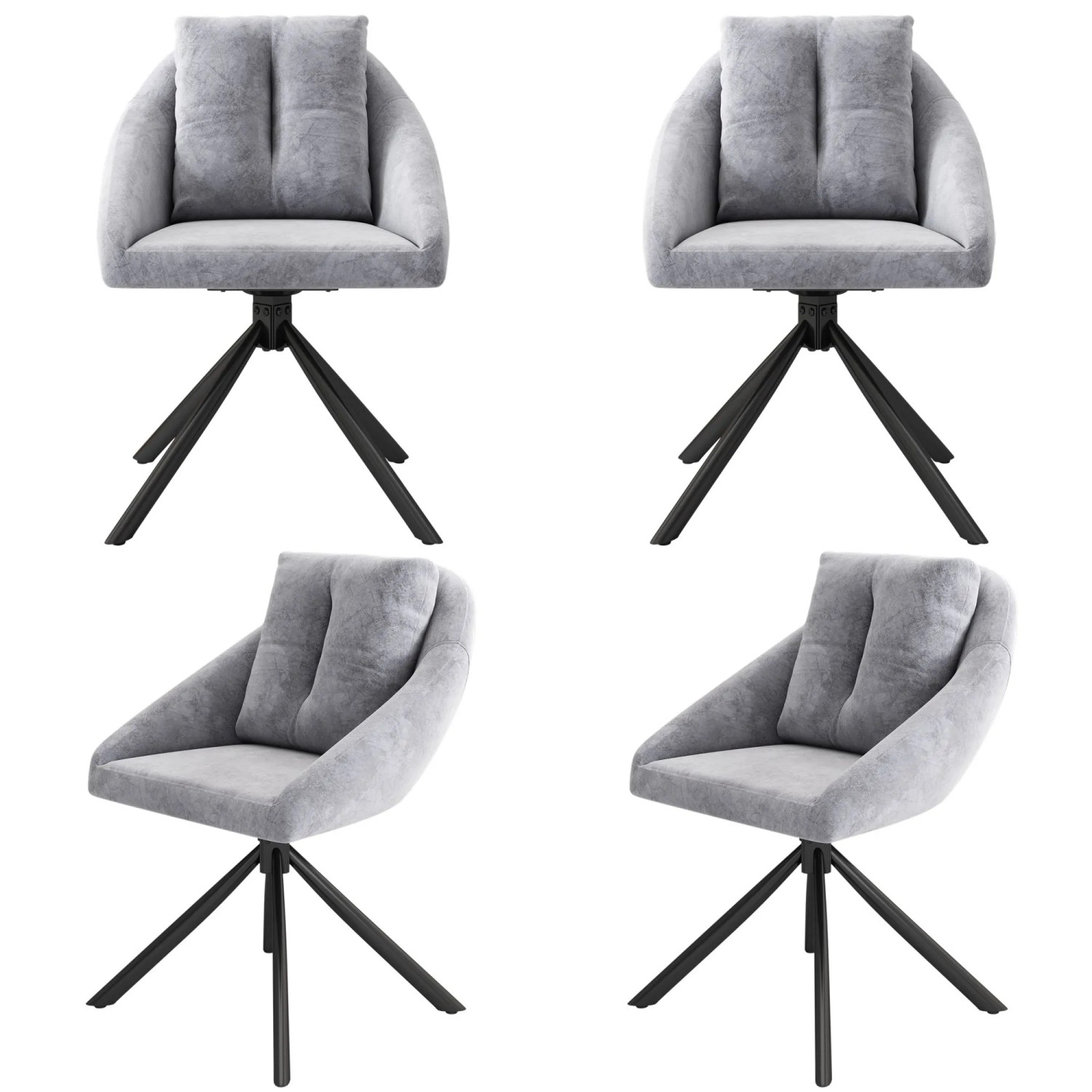 Merax Samt Esszimmerstuhl 4er Set Drehbar Ergonomisch Grau