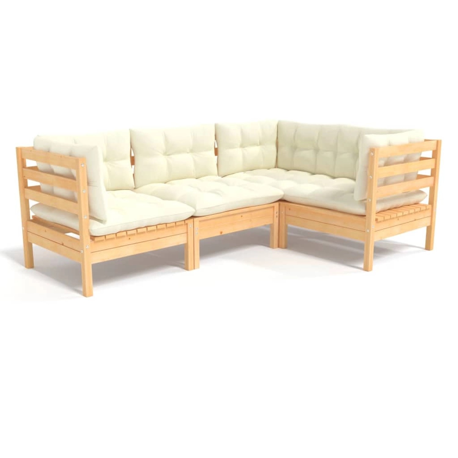 vidaXL 4-tlg Garten-Lounge-Set mit Creme Kissen Kiefernholz Modell 9