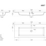 Technische Zeichnung Badmöbel-Set Posseik Limes 120 cm, Grafit, mit Maßen für Waschtisch und Unterschrank.