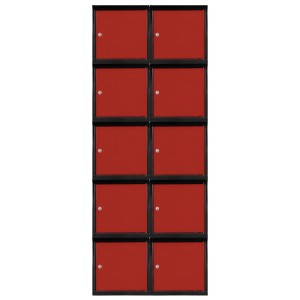 PROREGAL Schließfachwürfel Blocky, 10x Anthrazit/Verkehrsrot mit Zylinderschloss. Sicherer Stauraum für Wertsachen.