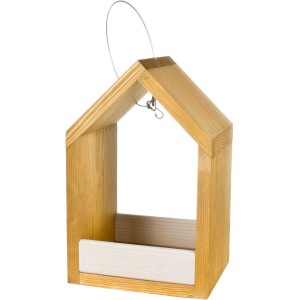 Eichefarbene Futterstation aus Holz zum Aufhängen, Vogelfutterspender.