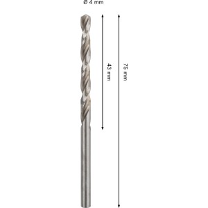 Bosch Spiralbohrer Pro Metal HSS-G, 4 mm, silberfarben, für Metallbohrarbeiten.