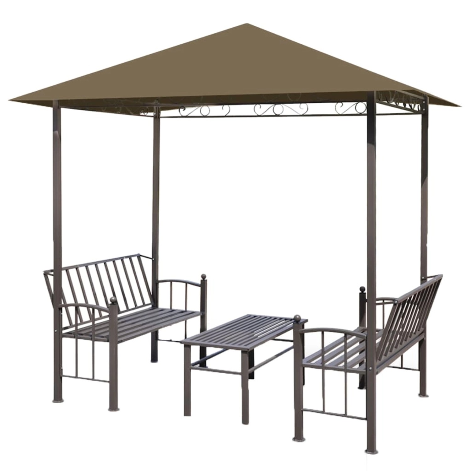 vidaXL Gartenpavillon mit Tisch und Bänken 2,5x1,5x2,4 m Taupe 180 g/m2 günstig online kaufen