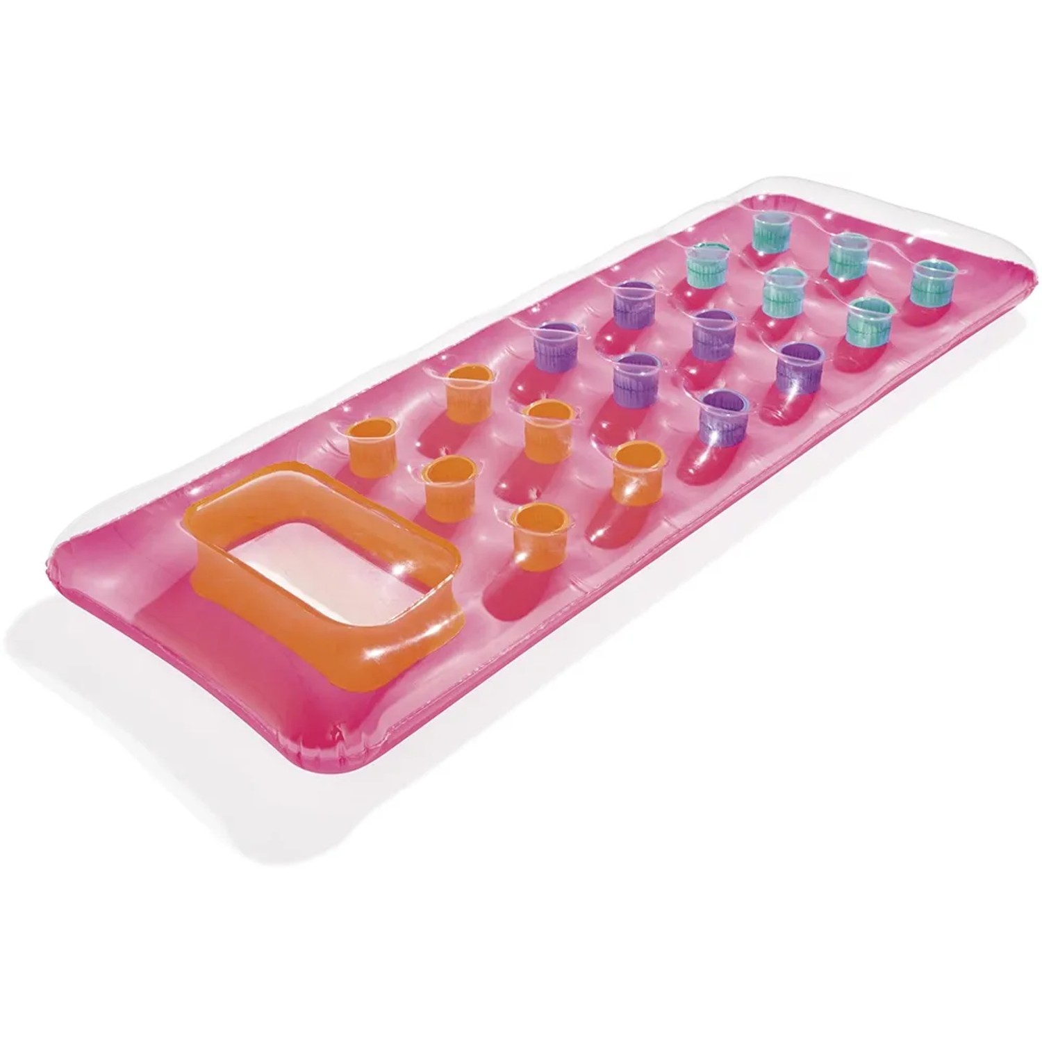 Bestway Luftmatratze, 177x63cm, rosa mit Fenster und farbigen Noppen. Luftmatratze für Badespaß.