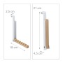 Klappbare Türgarderobe aus Eisen und Holz in Weiß/Natur, mit Maßen im Detail.