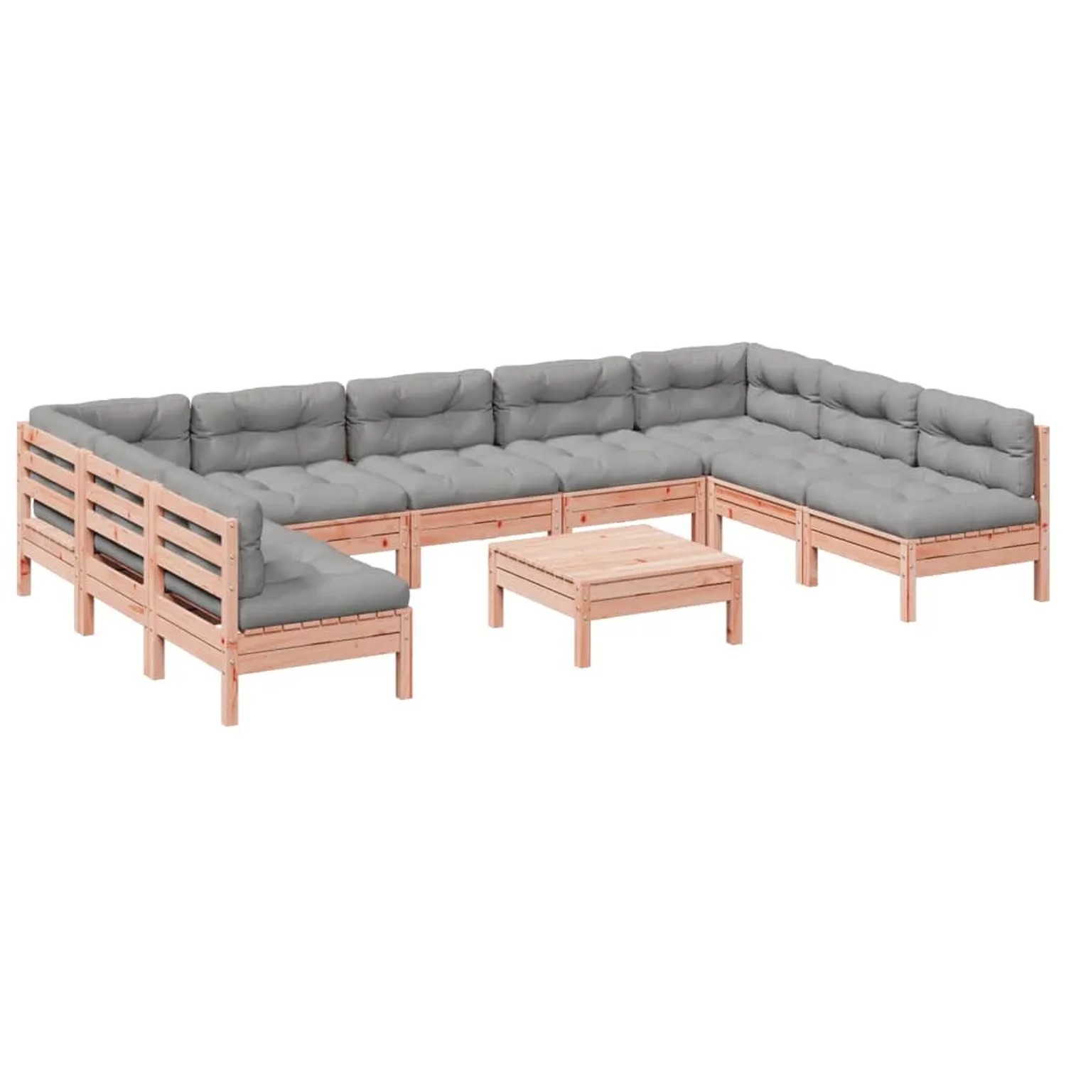 vidaXL 10-Tlg Garten-Sofagarnitur mit Kissen Massivholz Douglasie 3299601