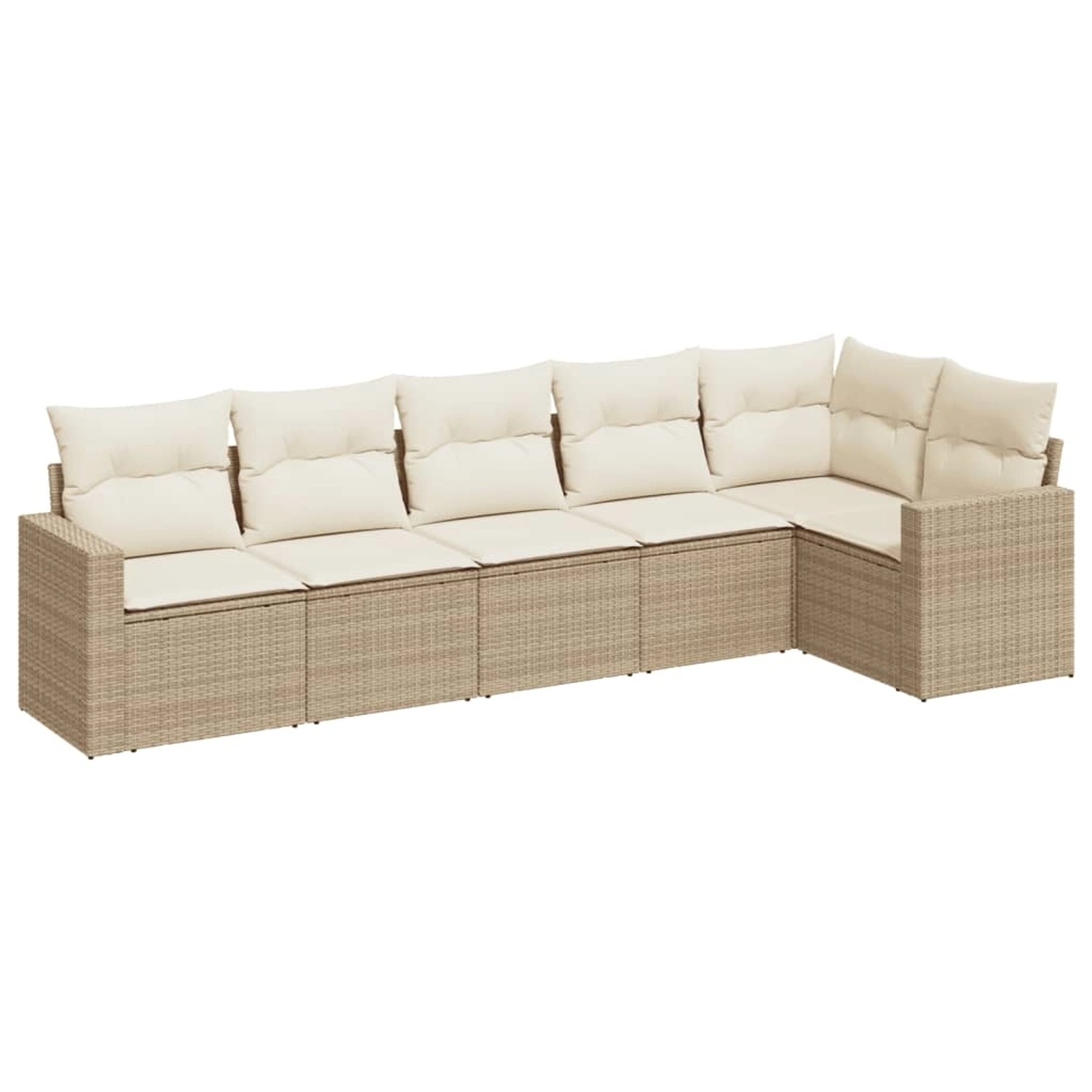 vidaXL 6-Tlg Garten-Sofagarnitur mit Kissen Beige Poly Rattan 3218978 günstig online kaufen
