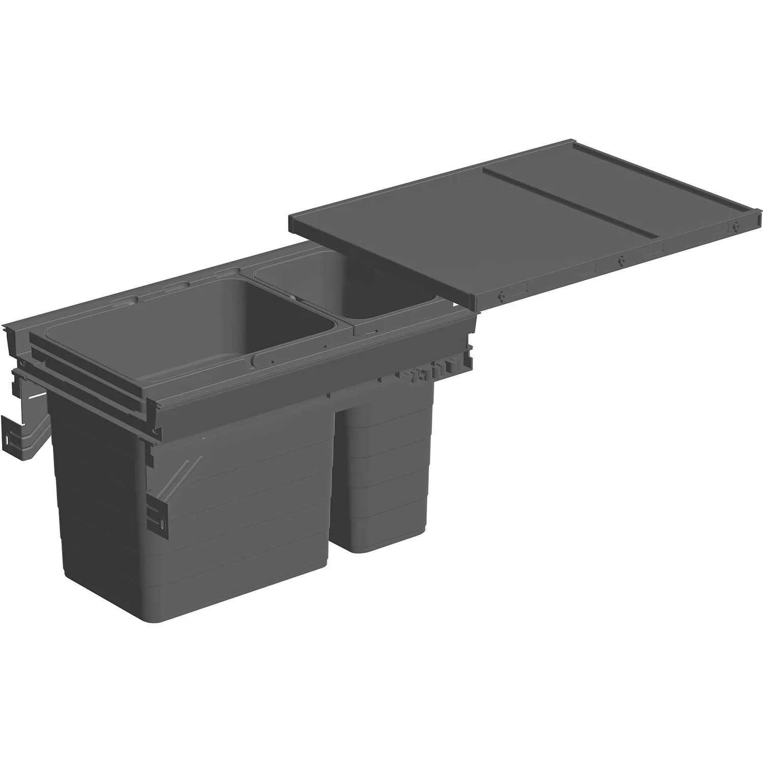 Ninka Mülltrennsystem Set Eins2fünf Einbaumülleimer 2 Fächer für Korpusbreite 400mm Nl 500 Kunststoff Dunkelgrau