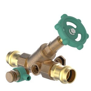 Kirchhoff Schrägsitzventil 18 mm mit Entleerung, Pressfitting für Sanitär- und Heizungsinstallation.